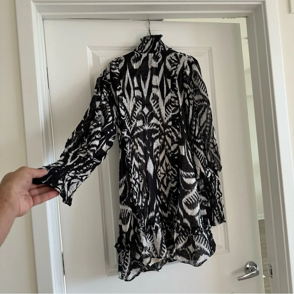 Farm Rio Pineapple Ikat Black Mini Dress